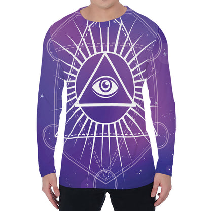 Galaxy Eye of Providence Print Men's Long Sleeve T-Shirt