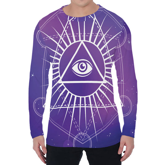 Galaxy Eye of Providence Print Men's Long Sleeve T-Shirt