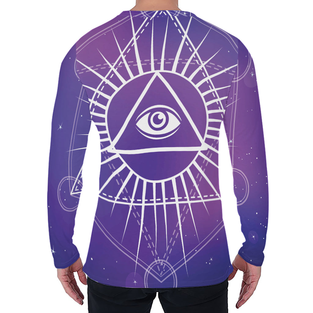 Galaxy Eye of Providence Print Men's Long Sleeve T-Shirt