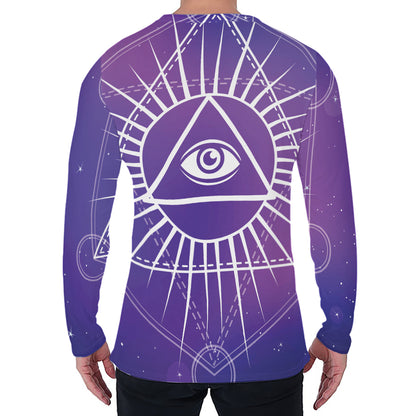Galaxy Eye of Providence Print Men's Long Sleeve T-Shirt