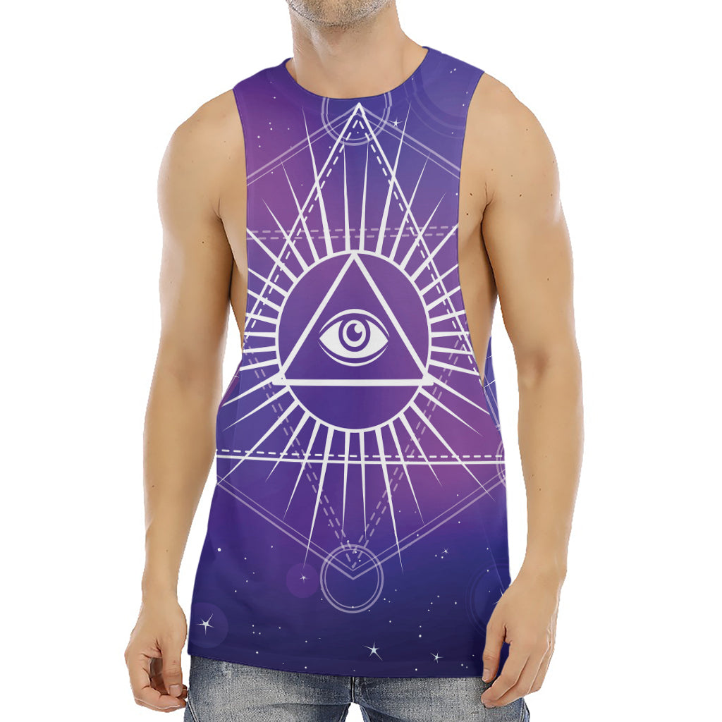 Galaxy Eye of Providence Print Men's Muscle Tank Top