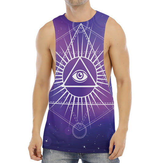 Galaxy Eye of Providence Print Men's Muscle Tank Top