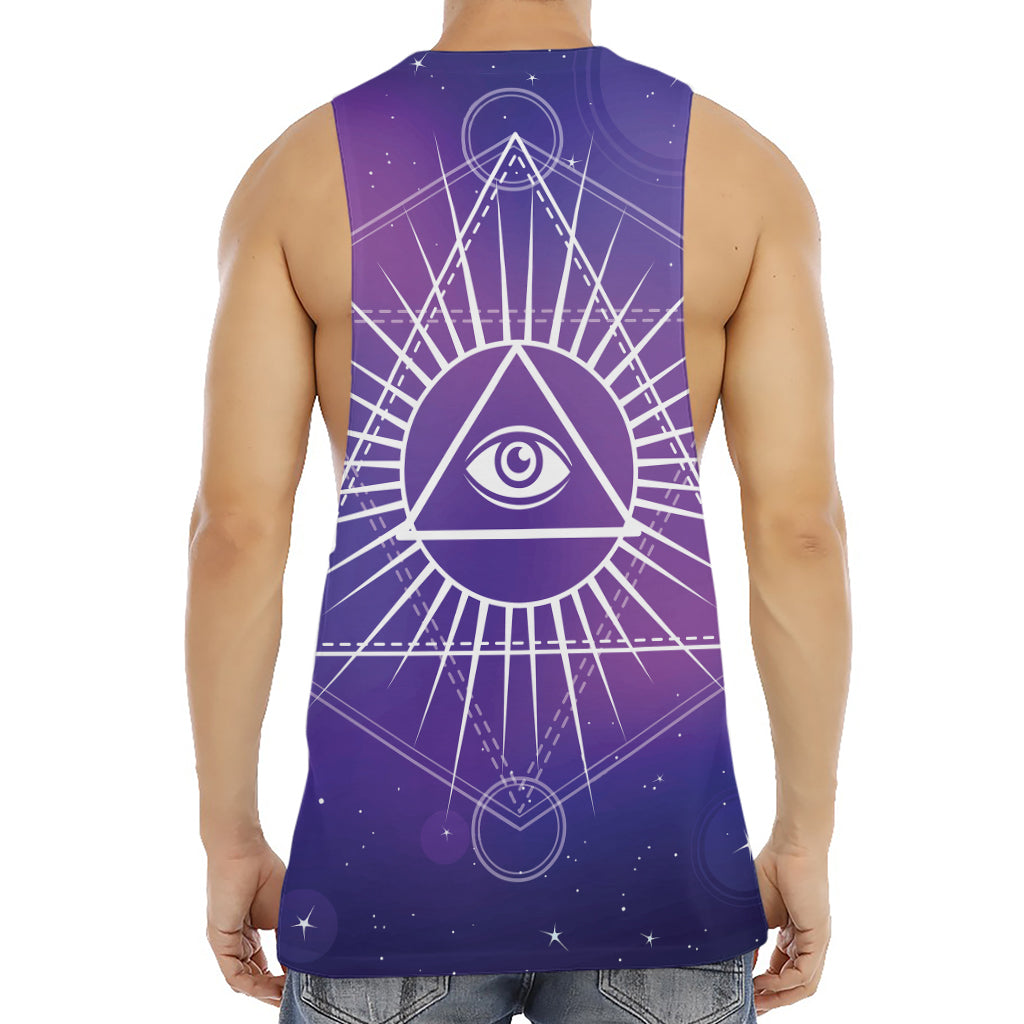 Galaxy Eye of Providence Print Men's Muscle Tank Top