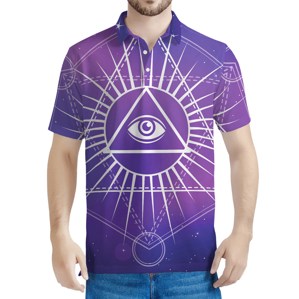 Galaxy Eye of Providence Print Men's Polo Shirt