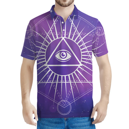 Galaxy Eye of Providence Print Men's Polo Shirt