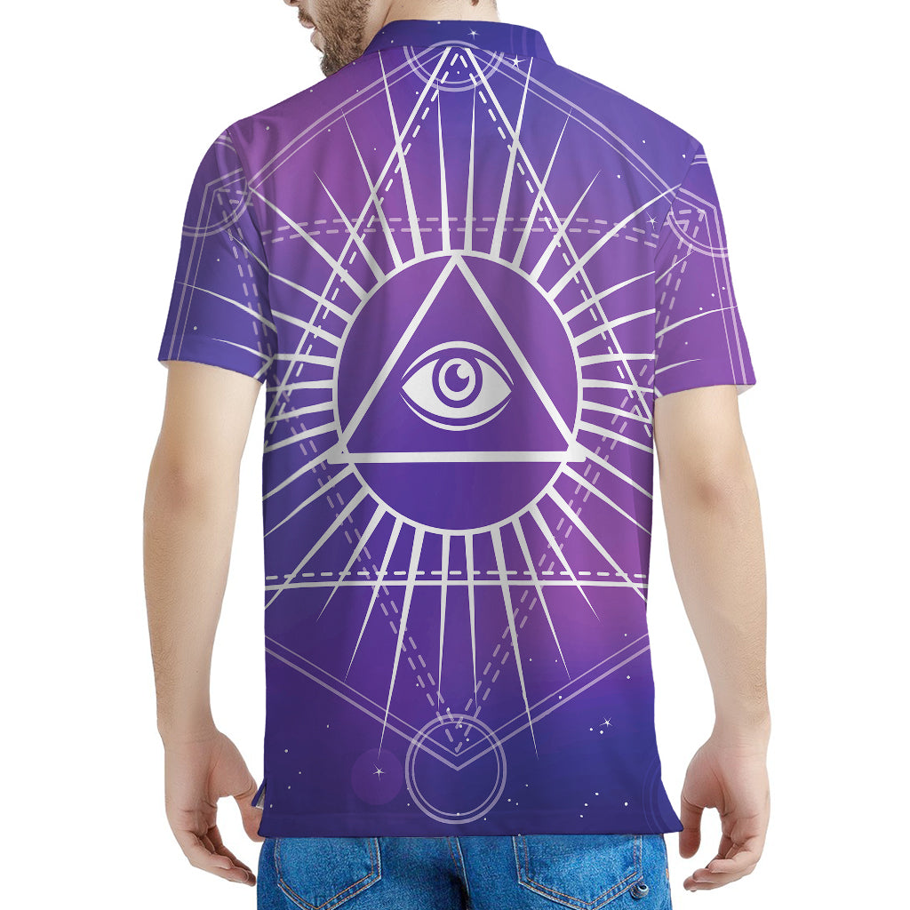 Galaxy Eye of Providence Print Men's Polo Shirt