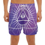 Galaxy Eye of Providence Print Men's Split Running Shorts