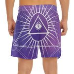 Galaxy Eye of Providence Print Men's Split Running Shorts