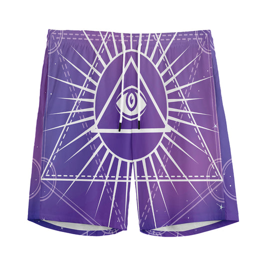Galaxy Eye of Providence Print Men's Sports Shorts
