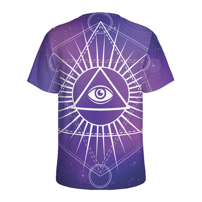 Galaxy Eye of Providence Print Men's Sports T-Shirt