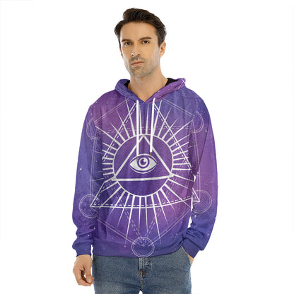 Galaxy Eye of Providence Print Men's Velvet Pullover Hoodie