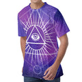 Galaxy Eye of Providence Print Men's Velvet T-Shirt