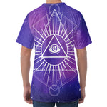 Galaxy Eye of Providence Print Men's Velvet T-Shirt