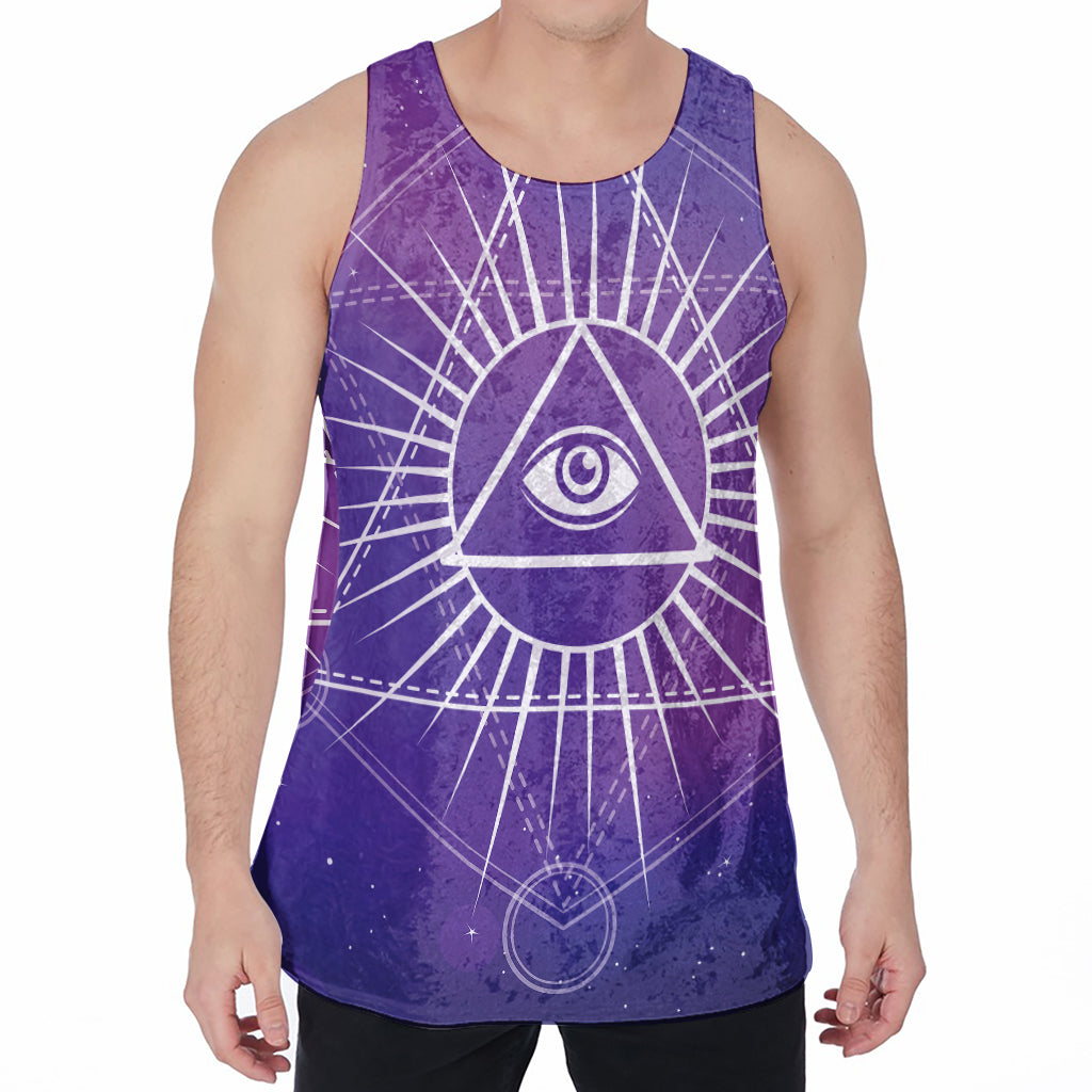 Galaxy Eye of Providence Print Men's Velvet Tank Top
