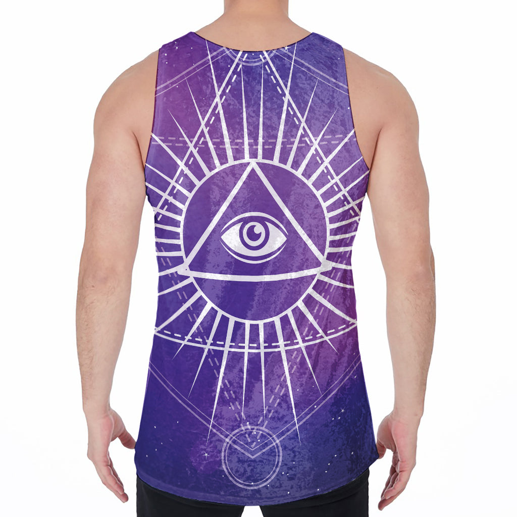 Galaxy Eye of Providence Print Men's Velvet Tank Top