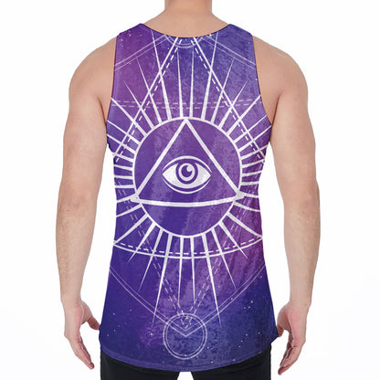 Galaxy Eye of Providence Print Men's Velvet Tank Top