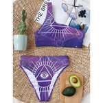 Galaxy Eye of Providence Print One Shoulder Bikini Top