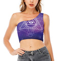 Galaxy Eye of Providence Print One Shoulder Crop Top