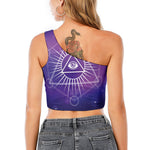 Galaxy Eye of Providence Print One Shoulder Crop Top
