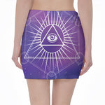 Galaxy Eye of Providence Print Pencil Mini Skirt