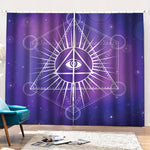 Galaxy Eye of Providence Print Pencil Pleat Curtains