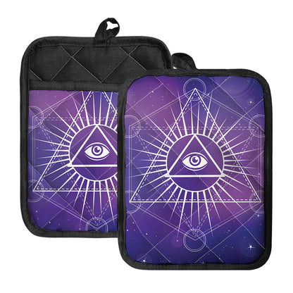 Galaxy Eye of Providence Print Pot Holders With Pocket