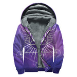 Galaxy Eye of Providence Print Sherpa Lined Zip Up Hoodie
