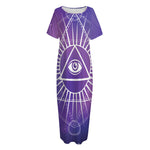 Galaxy Eye of Providence Print Short Sleeve Long Nightdress