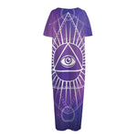 Galaxy Eye of Providence Print Short Sleeve Long Nightdress