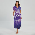 Galaxy Eye of Providence Print Short Sleeve Maxi Dress