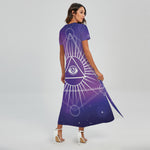 Galaxy Eye of Providence Print Short Sleeve Maxi Dress