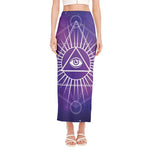 Galaxy Eye of Providence Print Side Slit Maxi Skirt
