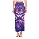 Galaxy Eye of Providence Print Side Slit Maxi Skirt