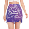 Galaxy Eye of Providence Print Side Slit Mini Skirt
