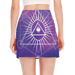 Galaxy Eye of Providence Print Side Slit Mini Skirt