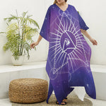 Galaxy Eye of Providence Print Silk V-Neck Kaftan Dress