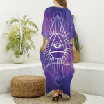 Galaxy Eye of Providence Print Silk V-Neck Kaftan Dress
