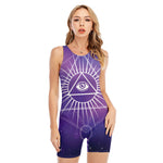Galaxy Eye of Providence Print Sleeveless One Piece Swimsuit