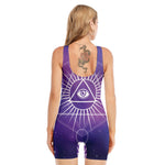 Galaxy Eye of Providence Print Sleeveless One Piece Swimsuit