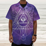 Galaxy Eye of Providence Print Textured Short Sleeve Shirt