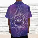 Galaxy Eye of Providence Print Textured Short Sleeve Shirt