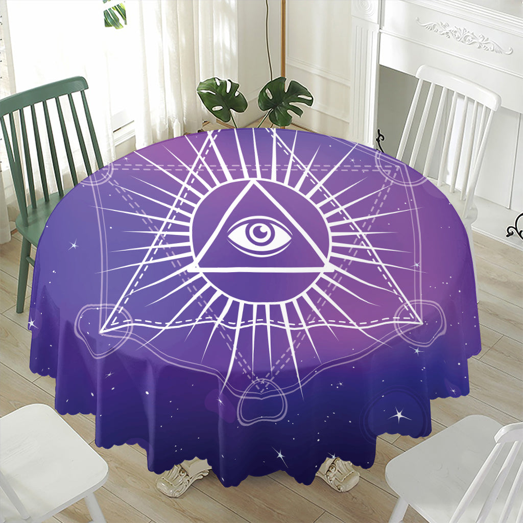 Galaxy Eye of Providence Print Waterproof Round Tablecloth