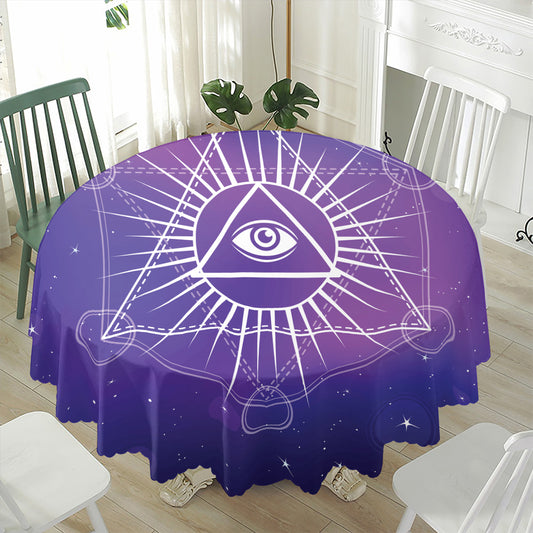 Galaxy Eye of Providence Print Waterproof Round Tablecloth