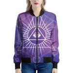 Galaxy Eye of Providence Print Women's Bomber Jacket