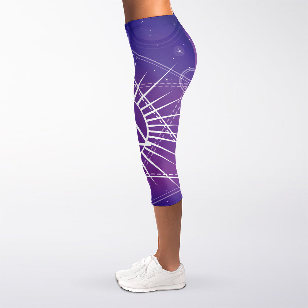 Galaxy Eye of Providence Print Women's Capri Leggings