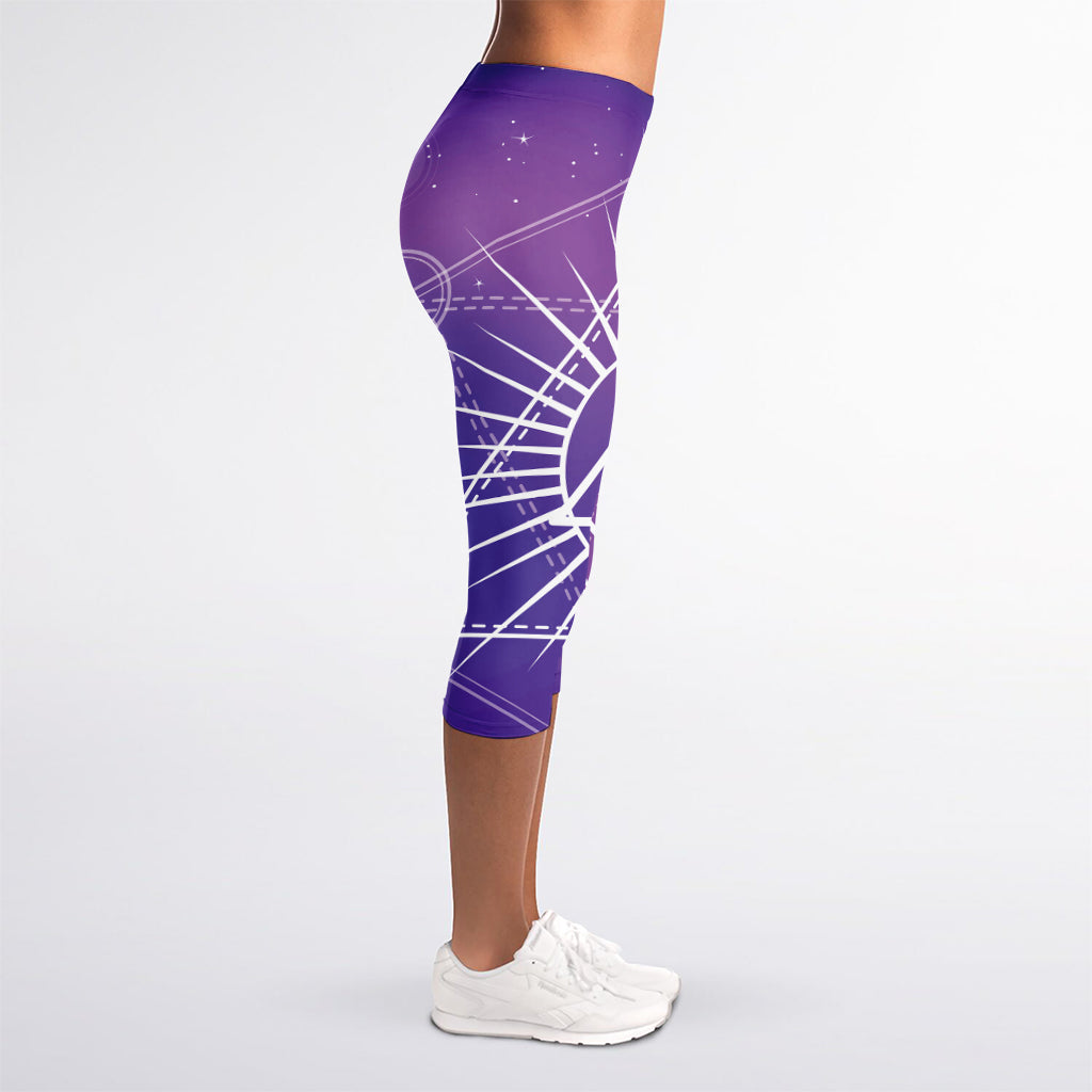 Galaxy Eye of Providence Print Women's Capri Leggings
