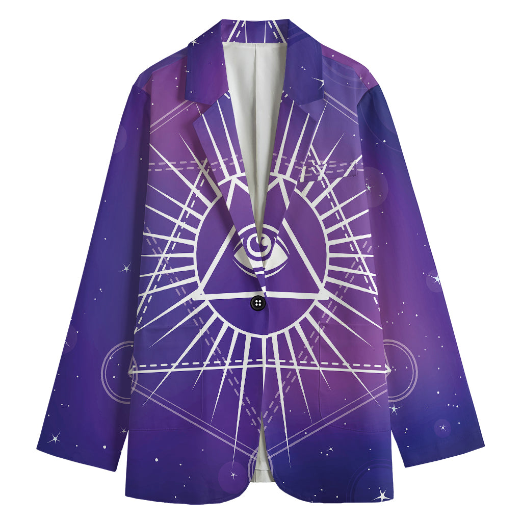 Galaxy Eye of Providence Print Women's Cotton Blazer