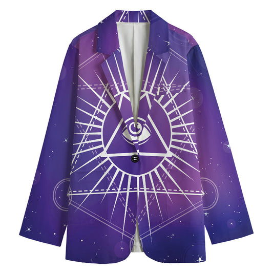 Galaxy Eye of Providence Print Women's Cotton Blazer