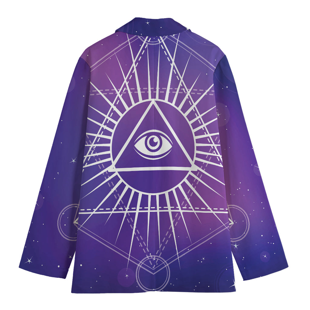 Galaxy Eye of Providence Print Women's Cotton Blazer
