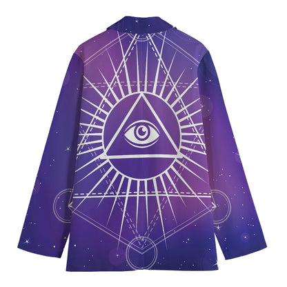 Galaxy Eye of Providence Print Women's Cotton Blazer